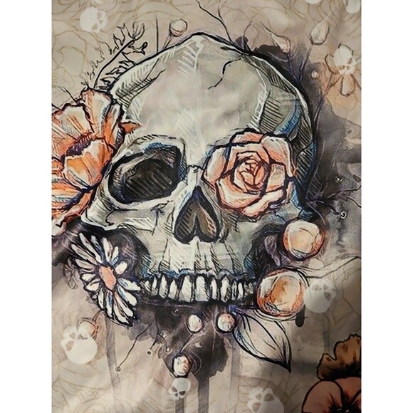 Skull Tank Floral Lace Back Lg Sister Army Tank Top (A182) - Picture 7 of 10